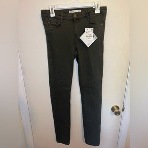 NWT ZARA Trafaluc Denim Makers Olive Green Skinny Jeans Pants Size 8